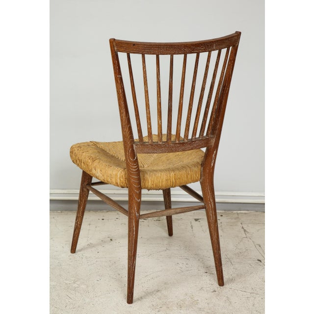 Set of 4 Italian Cerused Oak Chairs With Rushed Seats For Sale - Image 10 of 12