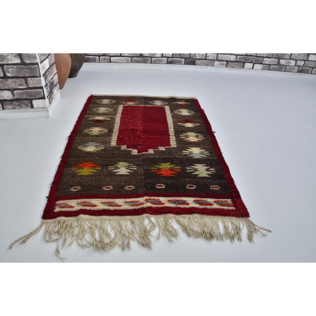 Red Antique Vintage Turkish Rug For Sale - Image 8 of 10