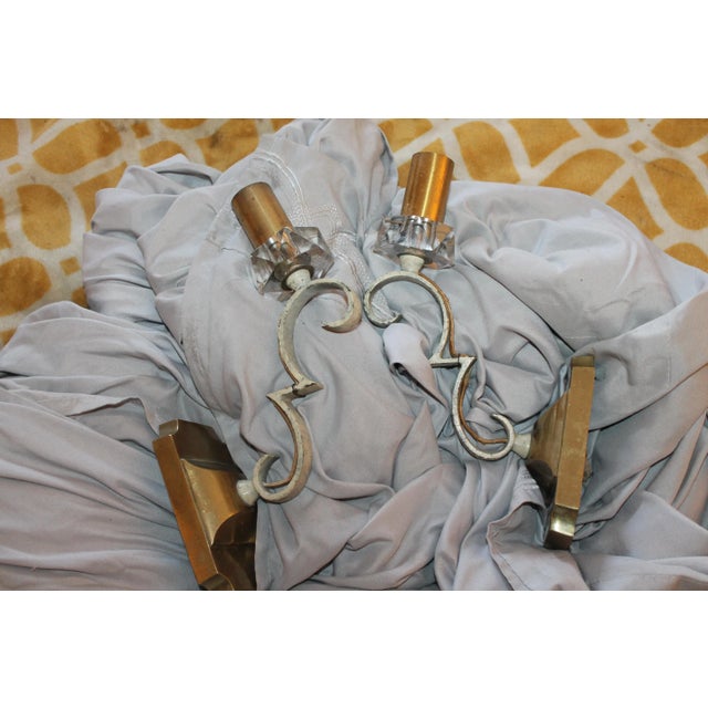 1930's French Art Deco Gilt and Patinated Bronze With Crystal Wall Sconces Documented by Jules Leleu a - Pair For Sale - Image 12 of 12