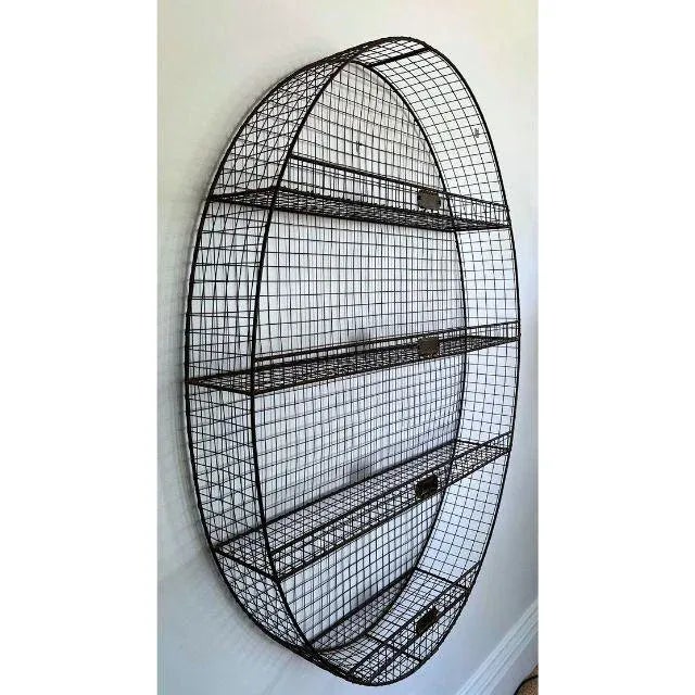 Contemporary Vintage Large, Oval Wall-Mounted Wire Shelf For Sale - Image 3 of 11