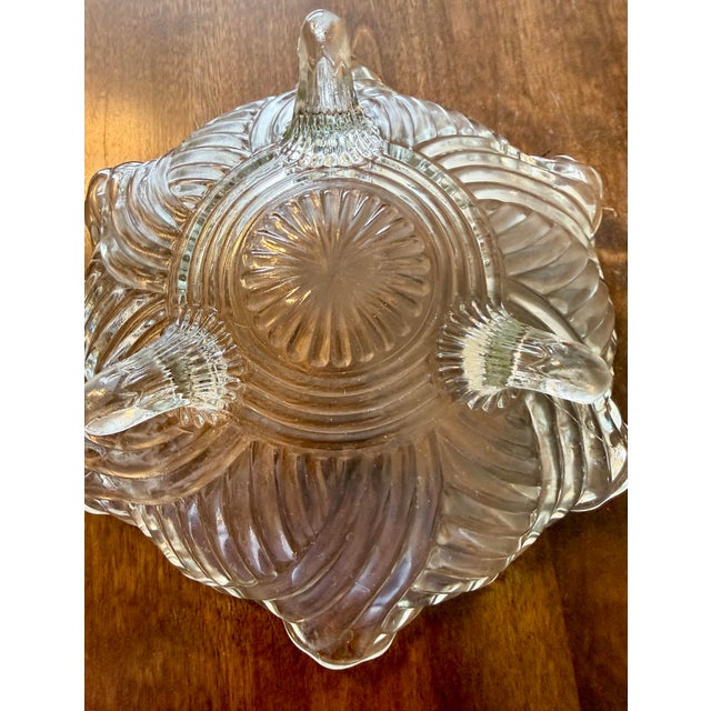Mid 20th Century Mid 20th Century Prismatic Swirl Tri-Footed Glass Bowl For Sale - Image 5 of 12