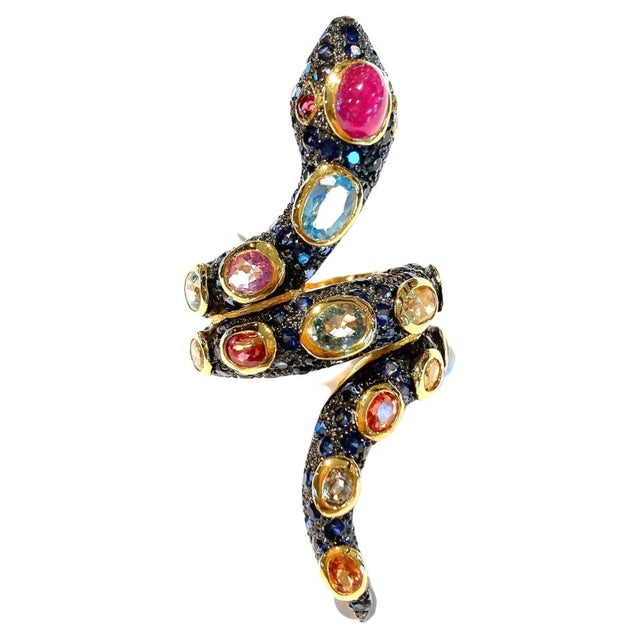 Bochic "Orient" Serpent Fancy Sapphire and Ruby Ring For Sale - Image 15 of 18