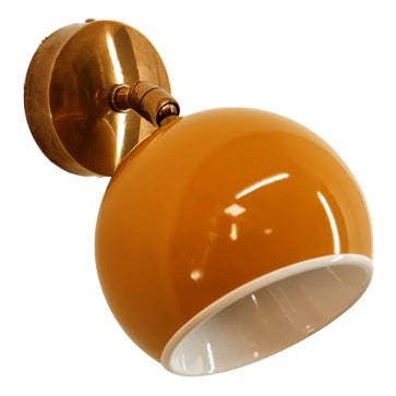 Adjustable Wall Light with Yellow Metal Dome For Sale