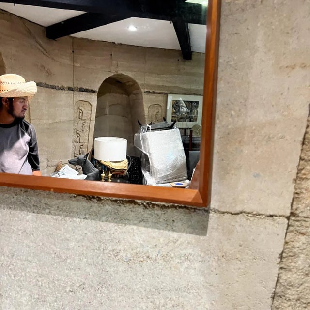 Pedersen & Hansen 1970s Teak Wall Mirror Style of Pedersen & Hansen Denmark For Sale - Image 4 of 8