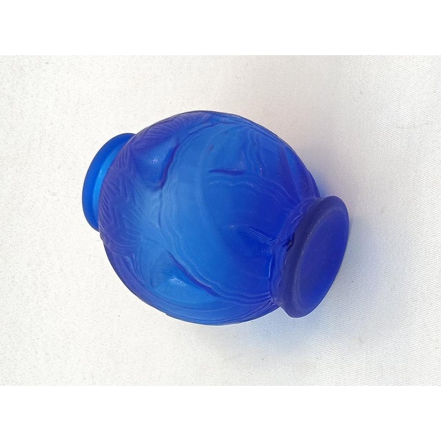 Blue Art Deco Glass Les Nenuphars Vase by Pierre Davesn For Sale - Image 8 of 13