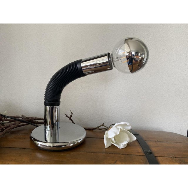 Vintage Italian Table Lamp in Chrome by Bellini for Targetti, 1970 For Sale - Image 4 of 18