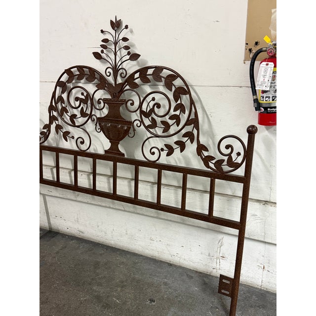 Queen Size Wrought Iron Botanical Scrollwork Headboard For Sale - Image 10 of 12