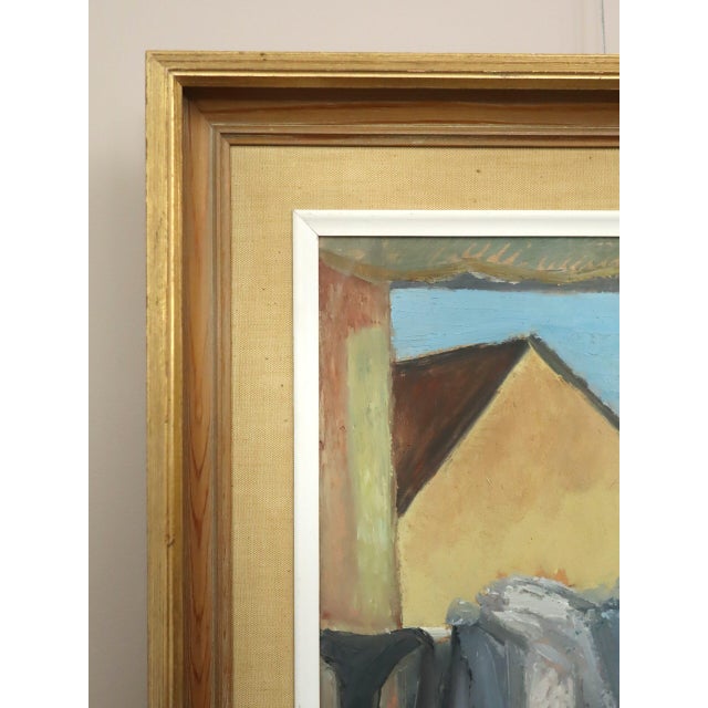 Paint Mid-Century Modern 'Morning at the Window' Swedish Expressive Figurative Interior Oil Painting, Framed For Sale - Image 7 of 12