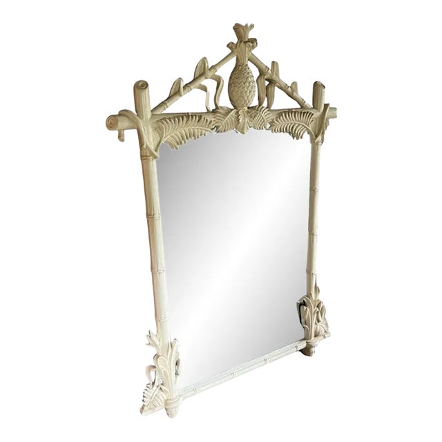 Bamboo, Palm Frond and Pineapple Motif Painted Mirror For Sale
