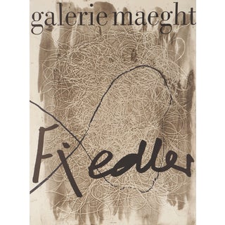 Lithograph Interlaced Beige Filaments Poster attributed to François Fiedler, 1974 For Sale