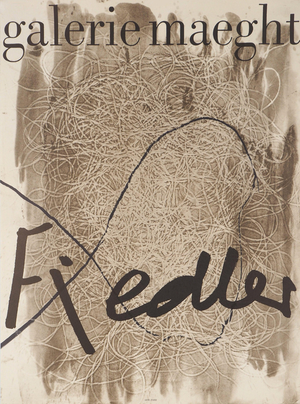 Lithograph Interlaced Beige Filaments Poster attributed to François Fiedler, 1974