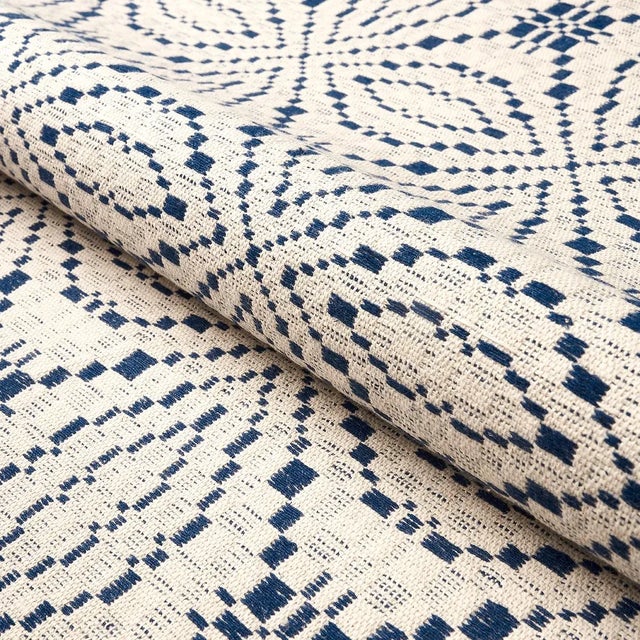 Schumacher Sample - Schumacher Francestown Coverlet Fabric in Navy For Sale - Image 4 of 5