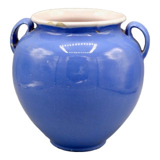 Antique French Blue Confit Pot For Sale