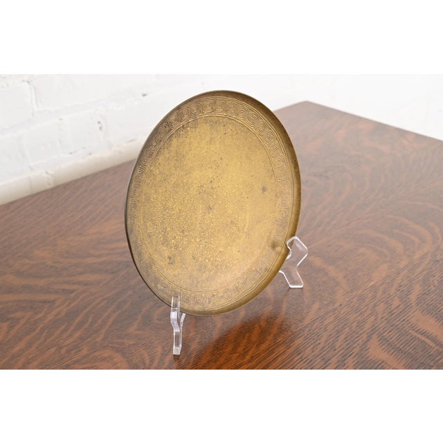Tiffany Studios Tiffany Studios New York Bronze Doré Plate With Greek Key Motif For Sale - Image 4 of 12