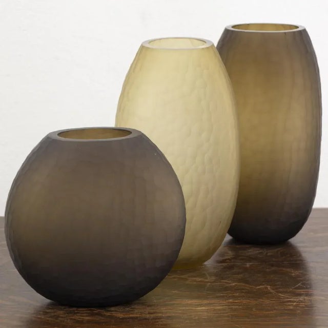 Italian Murano Glass Vase in Amber Color For Sale - Image 3 of 11