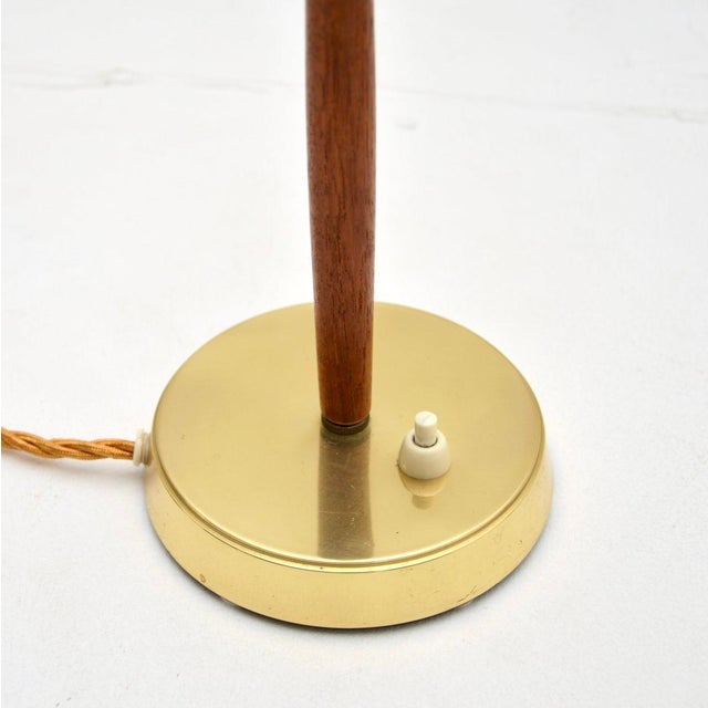 Metal Swedish Vintage Teak and Brass Table Lamps, 1960, Set of 2 For Sale - Image 7 of 9
