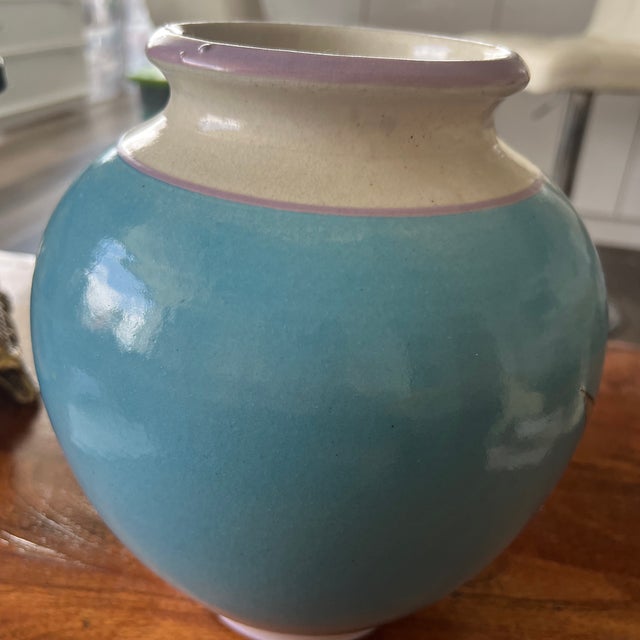 Art Nouveau Santa Barbara Ceramic Hand Painted Vase For Sale - Image 3 of 7