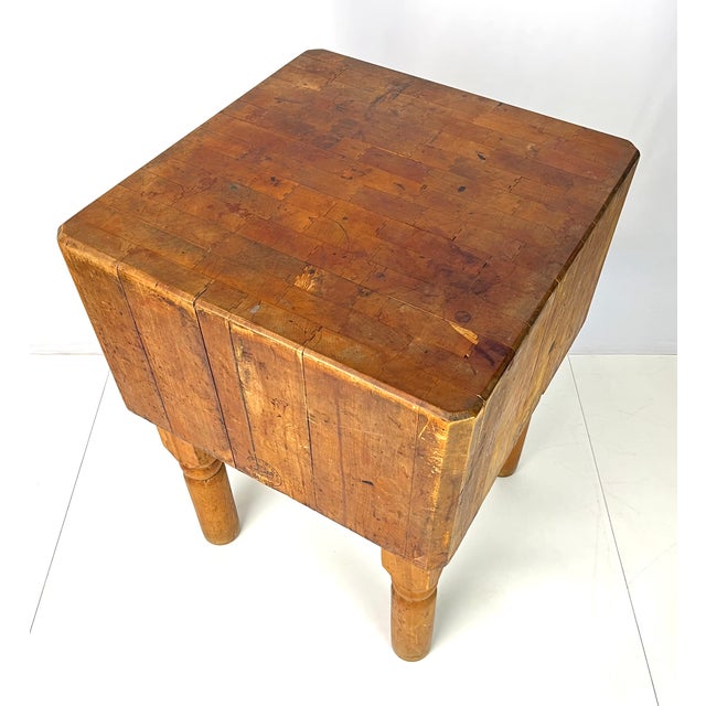 Vintage Solid Maple Butcher Block Table by Quality Maple Block Co. For Sale - Image 4 of 11