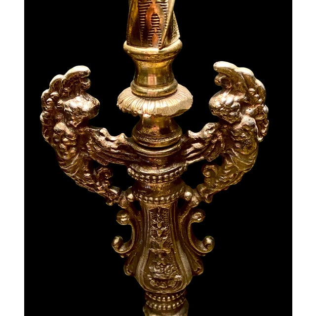 Metal Antique Art Nouveau Table Lamp With Leaded Glass Shade, 1909 For Sale - Image 7 of 13