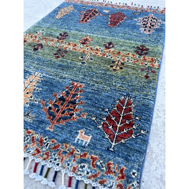 Textile Contemporary Gabbeh Tree and Animal Hand-Knotted Wool Rug For Sale - Image 7 of 12
