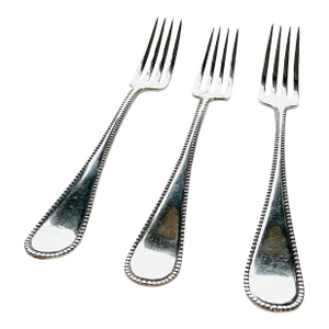 1910"s h.b &Son XII English Silver Plate Monogram "M" Beaded Dinner Forks- Set of 3