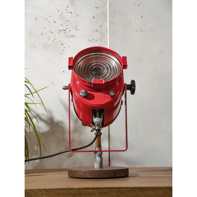 French Red Theater Spotlight Desk Lamp from A.E. Cremer, Paris, 1950s For Sale - Image 4 of 13