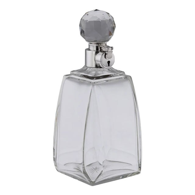 20th Century English Solid Silver & Glass Spirit Decanter from Mappin & Webb, 1929s For Sale