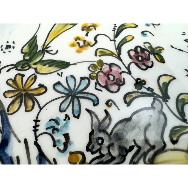 1960s Mid Century Arte Cerâmica Gimboa Hand Painted Portugal Platter For Sale - Image 10 of 12