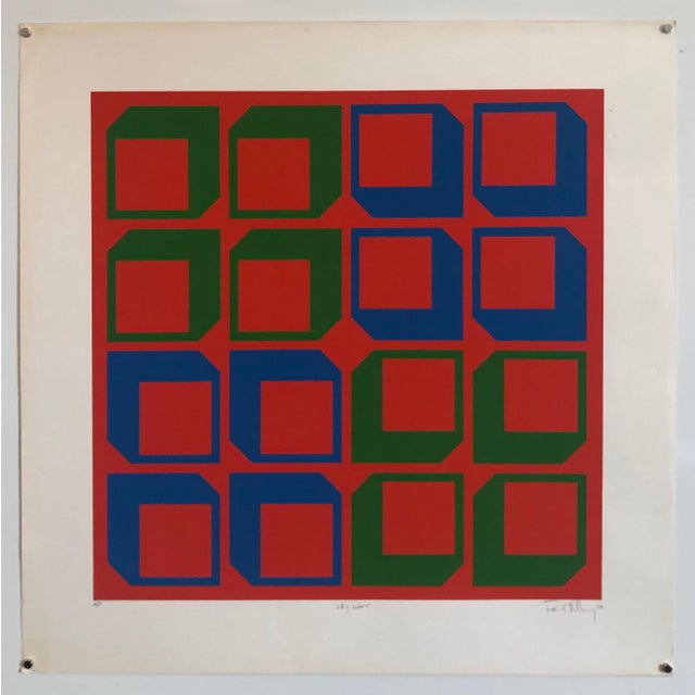 Paul M. Levy, Abstract Geometric 1970s Kinetic Silkscreen Screen Print Manner Vasarely Op Art, c.1970 For Sale In Miami - Image 6 of 6