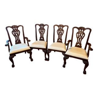 Vintage Maitland Smith Mahogany Ball & Claw Dining Chairs, Set of 4 For Sale