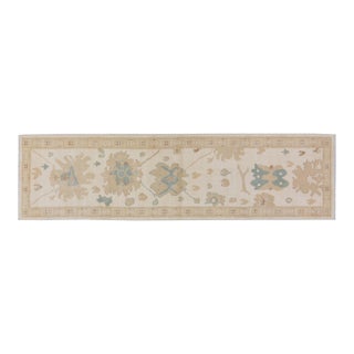 Oushak Hand Knotted Wool Rug, 2'8"x10' For Sale
