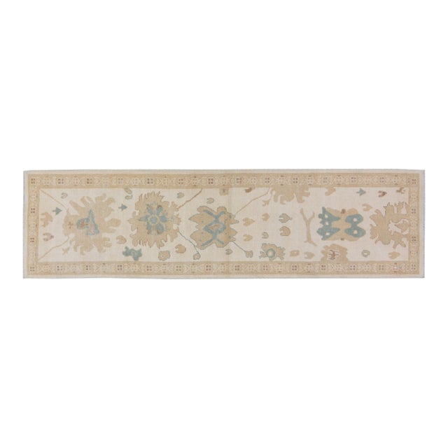 Oushak Hand Knotted Wool Rug, 2'8"x10' For Sale