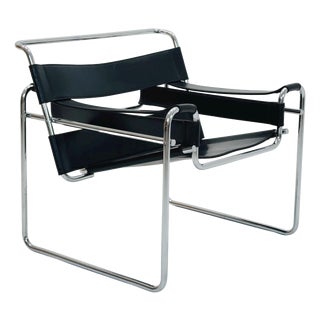 Italian Leather B3 Lounge Chair by Marcel Breuer for Fasem, 1980s For Sale