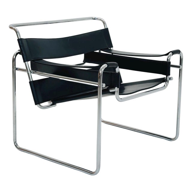 Italian Leather B3 Lounge Chair by Marcel Breuer for Fasem, 1980s For Sale