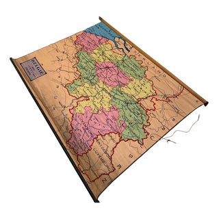 Vintage Belgian School Wall Map For Sale
