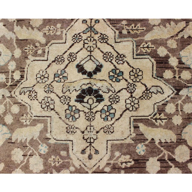 Textile Vintage Persian Lilihan Rug With Central Medallion Warm Neutrals 4'3 X 6'9 For Sale - Image 7 of 13