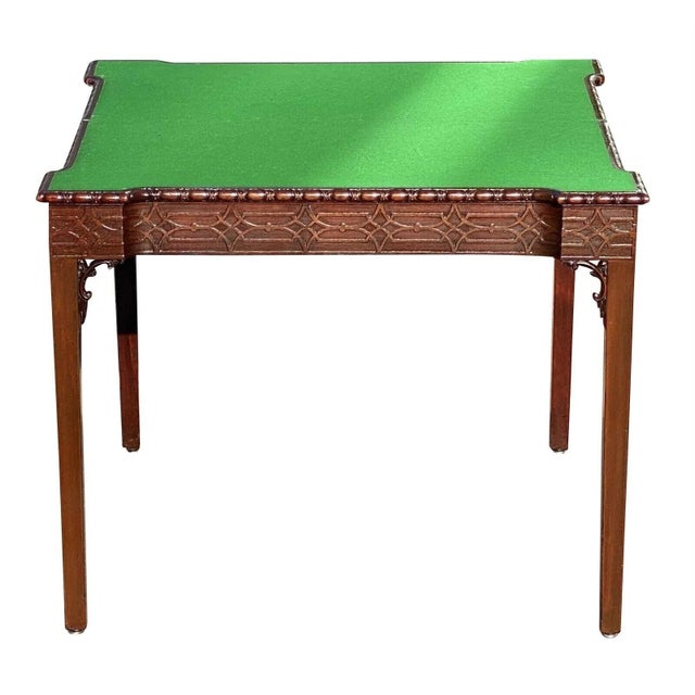 Antique Irish Chinese Chippendale Mahogany Game Table W/ Concertina Legs For Sale In Boston - Image 6 of 12