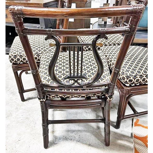 Bamboo Rattan Lyre-Back Dining Chairs, Set of 4 For Sale - Image 11 of 11
