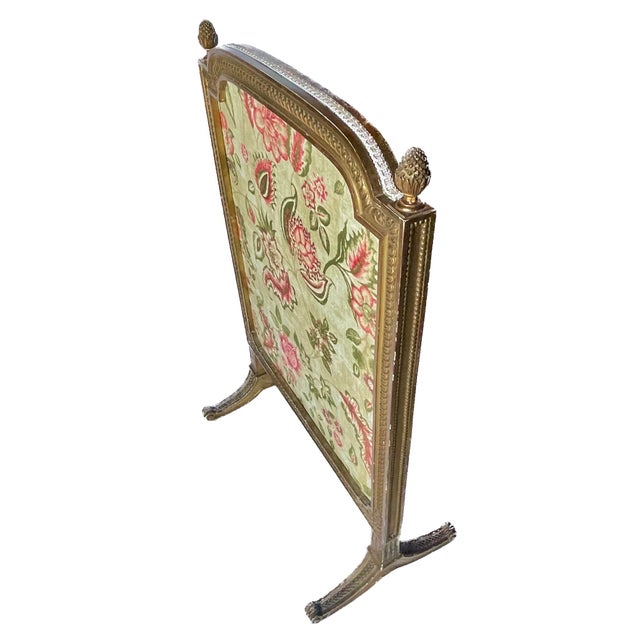 Antique Giltwood Floral &Velvet Fireplace Screen For Sale - Image 4 of 12