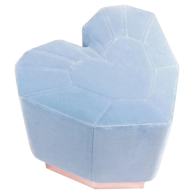 Light Blue Queen Heart Stool by Royal Stranger For Sale