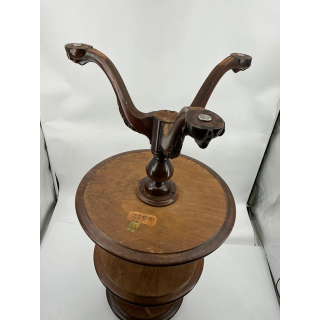 1930s Grand Rapids Mahogany 3-Tier Pie Crust Table – Vintage Chippendale Style Dumbwaiter With Claw Feet, Model 2164 For Sale - Image 14 of 17