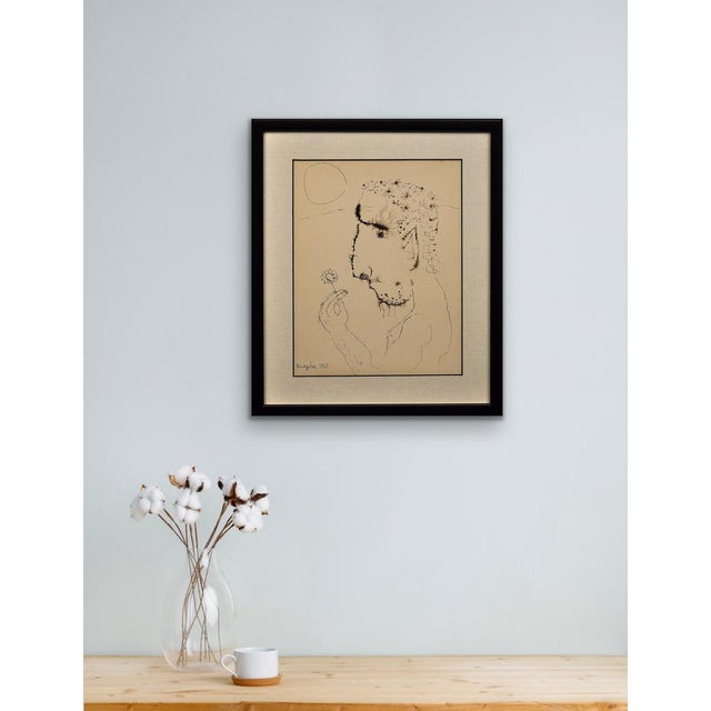 John Kingerlee, Self Portrait, Mid 20th Century, Ink on Paper For Sale - Image 13 of 18