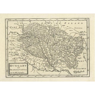 Antique Engraved Map of Hungary and Transylvania or Romania, 1710 For Sale