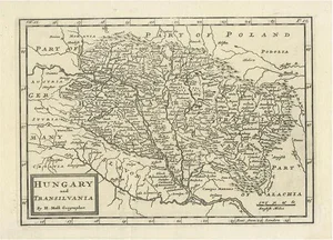 Antique Engraved Map of Hungary and Transylvania or Romania, 1710