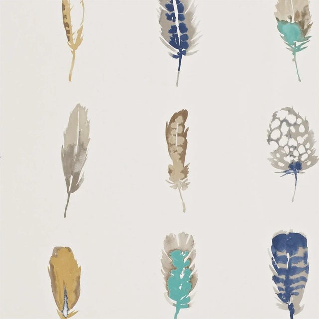 Harlequin Limosa Wallpaper in Indigo/Mustard/Stone - a Sample For Sale