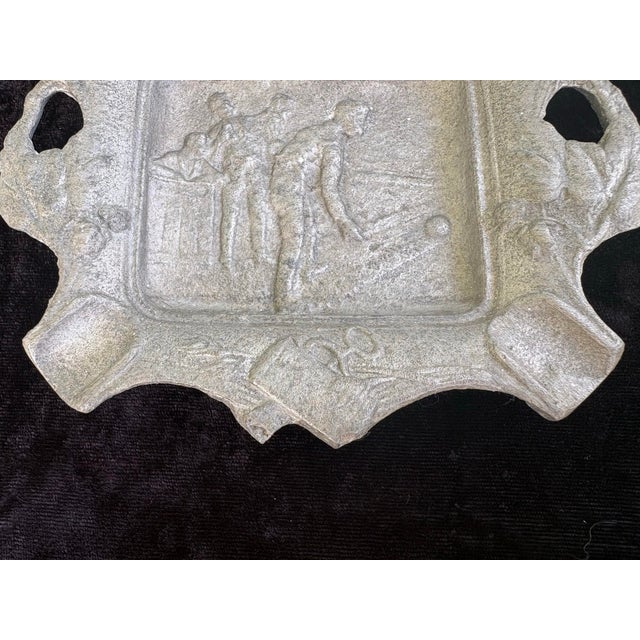 Silver Vintage Varda Tavern Advertising Cast Aluminum Ashtray With Billiards Scene – Lyford, Indiana For Sale - Image 8 of 10