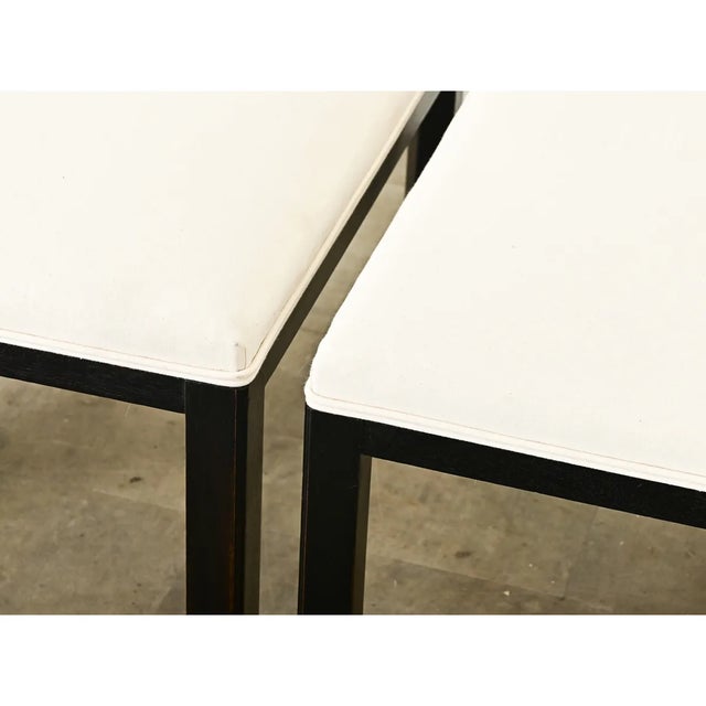 Art Deco French Art Deco Ebonized & Upholstered Square Bench-Ottoman For Sale - Image 3 of 12