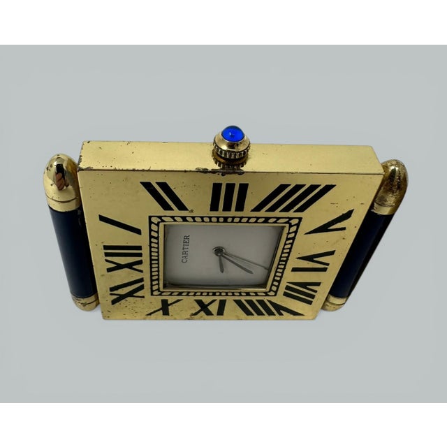 Cartier Mid Century Vintage Cartier Paris French Quartz Quadrant Traveling Alarm Clock For Sale - Image 4 of 6