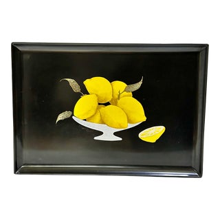 Vintage Couroc Inlay Lemon Still Life Serving Tray For Sale