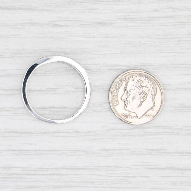 2010s 0.57ctw Blue Sapphire Diamond Wedding Band 14k White Gold Sz 8.25 Stackable Ring For Sale - Image 5 of 7